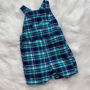 Carter’s dinosaur plaid overalls